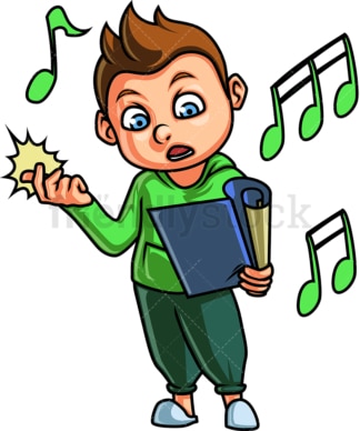 Little boy singing. PNG - JPG and vector EPS. Isolated on transparent background.
