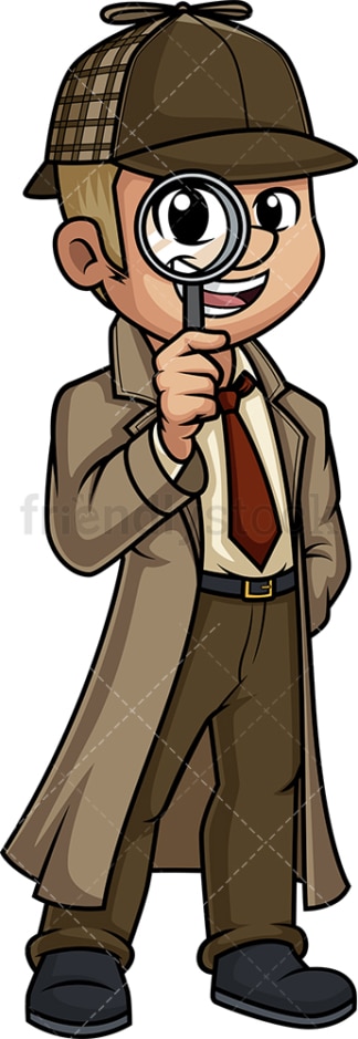 Man detective with magnifying glass. PNG - JPG and vector EPS (infinitely scalable).