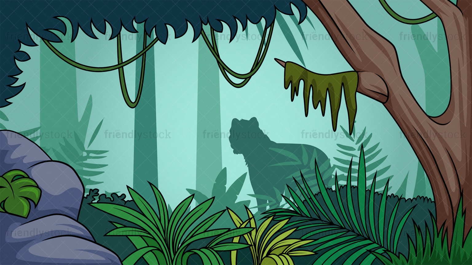 Lush Forest Background Cartoon Vector Clipart - FriendlyStock