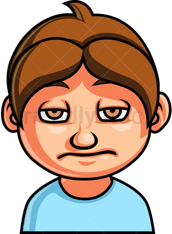 Little boy bored face. PNG - JPG and vector EPS file formats (infinitely scalable). Image isolated on transparent background.