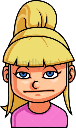 Little girl bored face. PNG - JPG and vector EPS file formats (infinitely scalable). Image isolated on transparent background.