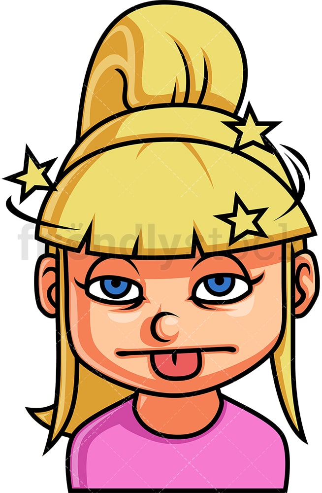 Little Girl Dizzy Face Cartoon Vector Clipart - FriendlyStock