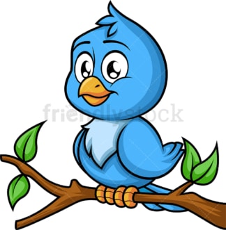 Blue bird on tree branch. PNG - JPG and vector EPS (infinitely scalable). Image isolated on transparent background.