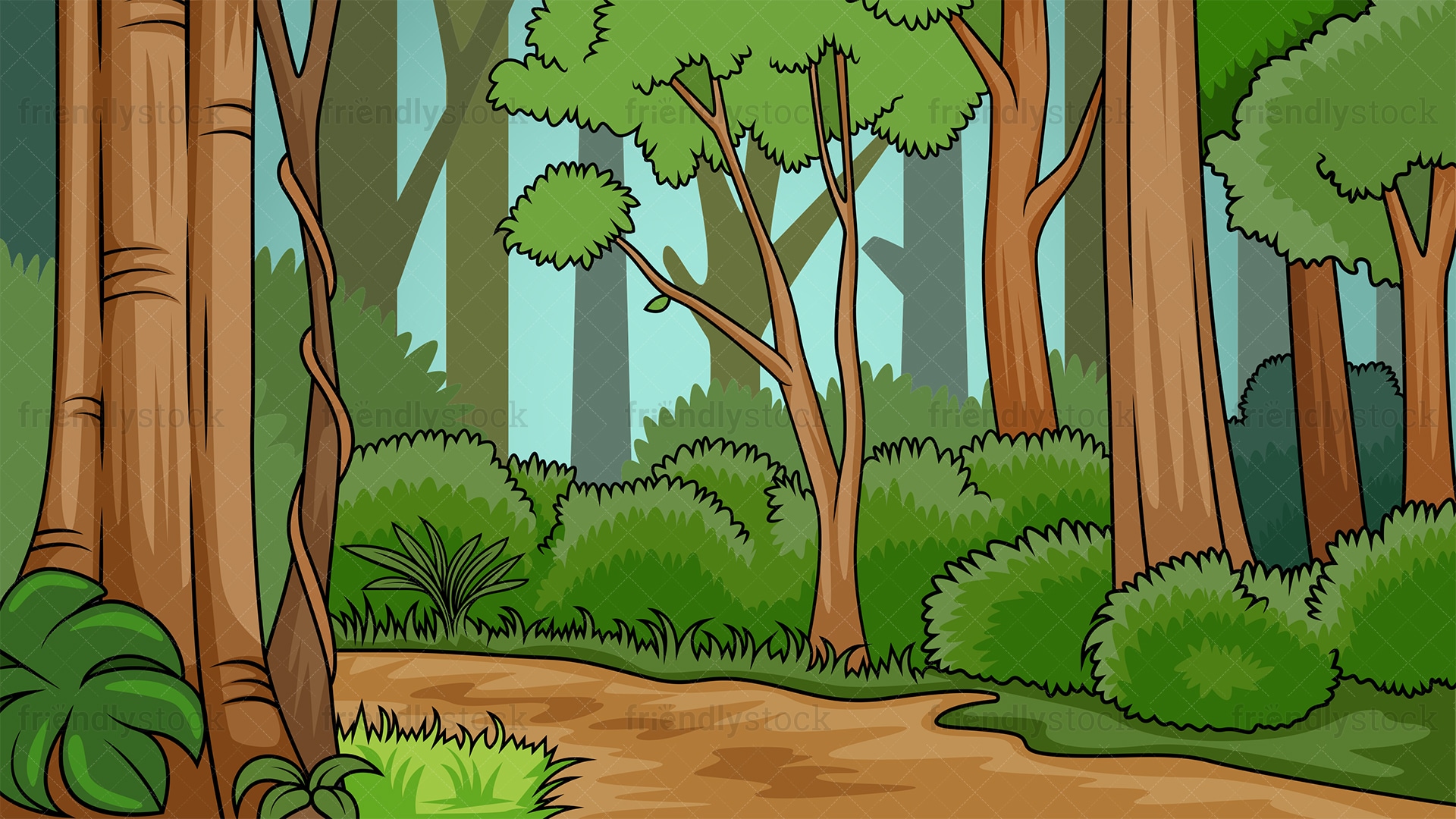 Lush Forest Background Cartoon Vector Clipart - FriendlyStock