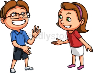 Boy and girl having a conversation. PNG - JPG and vector EPS (infinitely scalable).