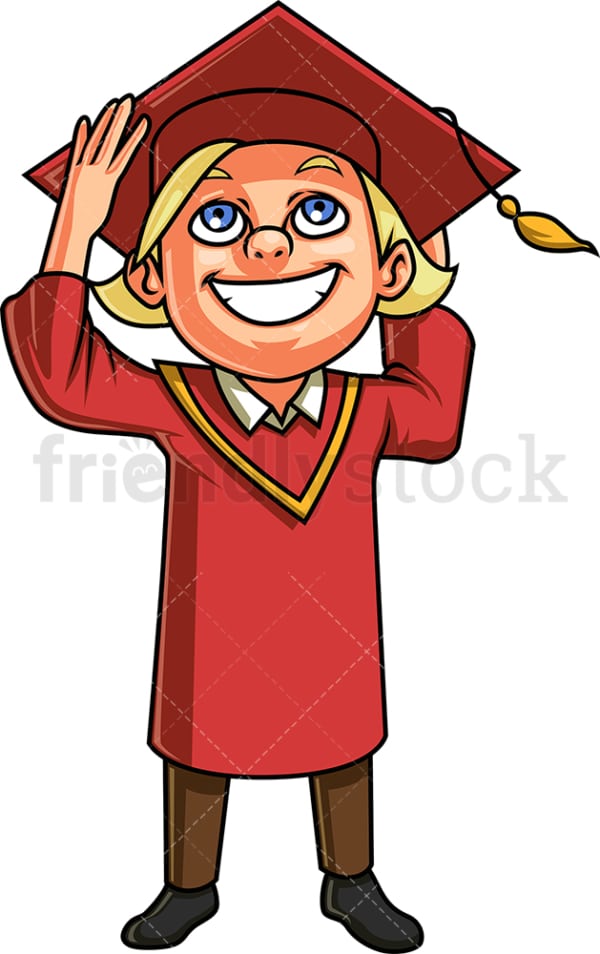 Boy at graduation ceremony. PNG - JPG and vector EPS. Isolated on transparent background.