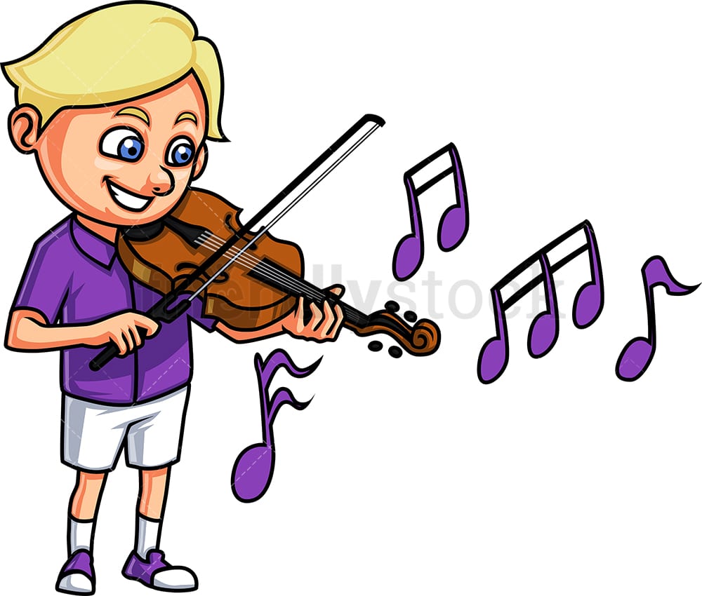 Kid Playing Violin Cartoon Clipart Vector - FriendlyStock
