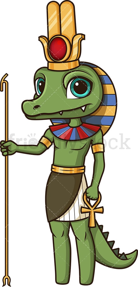 Ancient Egyptian God Sobek Cartoon Vector Clipart - FriendlyStock