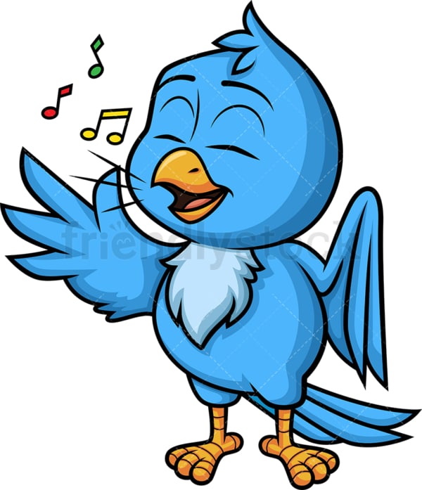 Blue bird singing. PNG - JPG and vector EPS (infinitely scalable). Image isolated on transparent background.