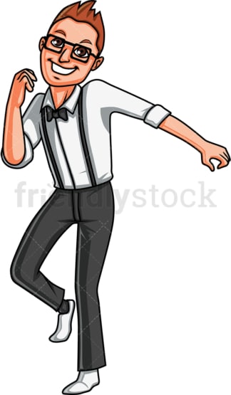 Caucasian man doing a dance. PNG - JPG and vector EPS (infinitely scalable). Image isolated on transparent background.