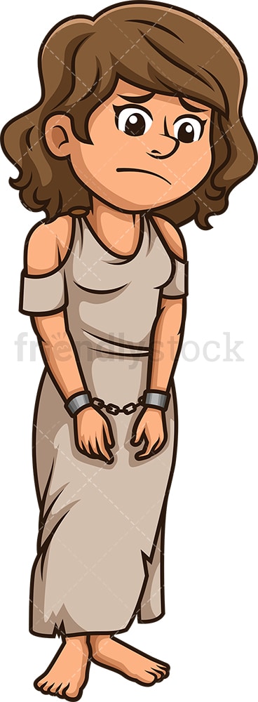 Female Slave In Chains Cartoon Clipart Vector - FriendlyStock
