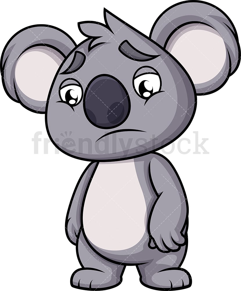 Imágenes Prediseñadas de Vector de dibujos animados de Koala triste -  FriendlyStock
