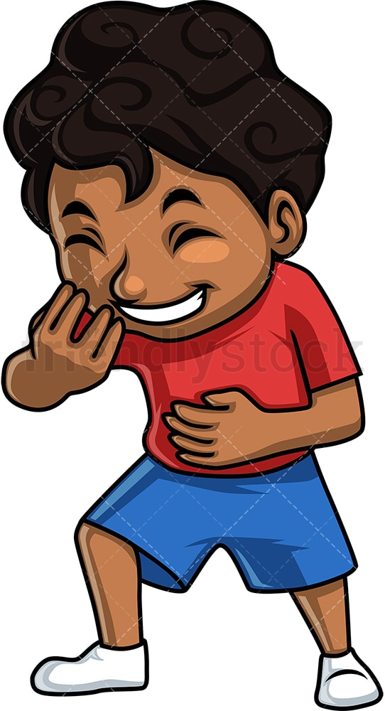 Black Boy Laughing Cartoon Clipart Vector - FriendlyStock