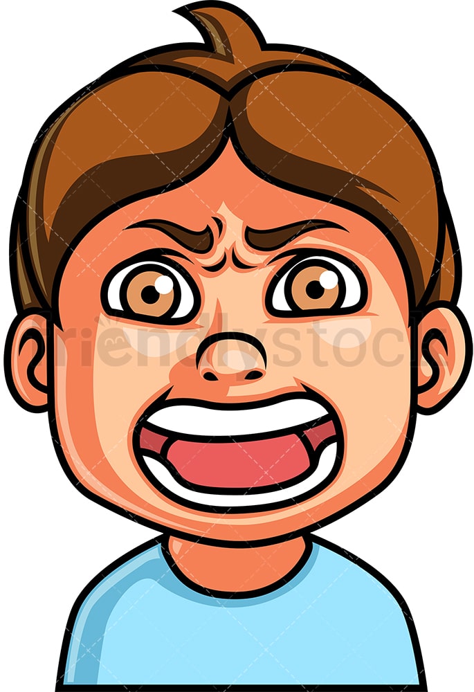 Little Boy Screaming Face Cartoon Vector Clipart - FriendlyStock