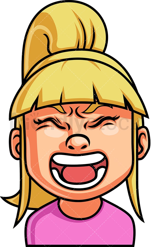 Little Girl Screaming Face Cartoon Vector Clipart - FriendlyStock