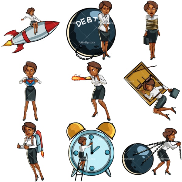 Black female professional concepts. PNG - JPG and vector EPS file formats (infinitely scalable). Images isolated on transparent background.