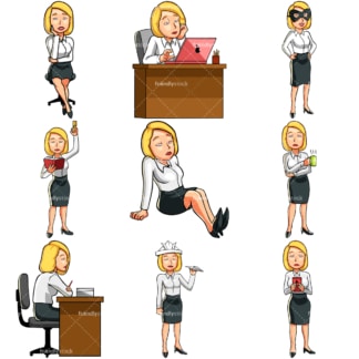 Bored caucasian businesswoman. PNG - JPG and vector EPS file formats (infinitely scalable). Images isolated on transparent background.