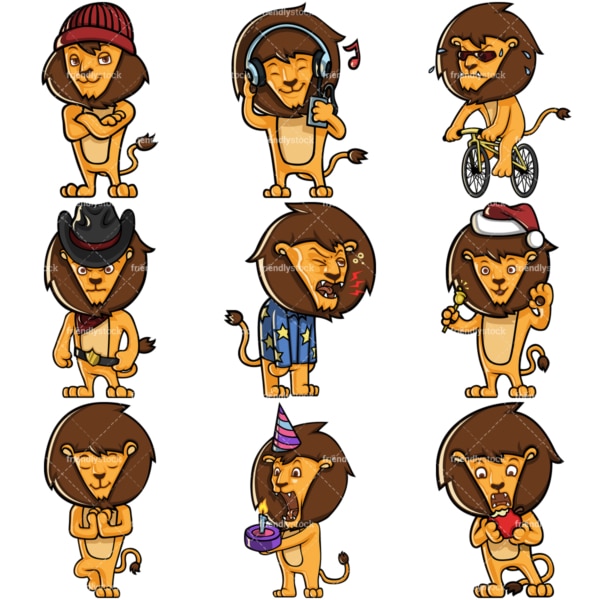 Lion cartoon character. PNG - JPG and infinitely scalable vector EPS - on white or transparent background.