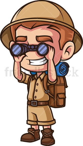 Boy explorer with binoculars. PNG - JPG and vector EPS (infinitely scalable).