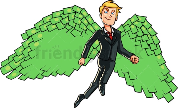 Business man with money wings. PNG - JPG and vector EPS file formats (infinitely scalable). Image isolated on transparent background.