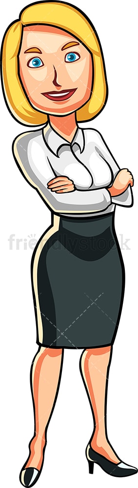 Business Woman Standing Confidently Cartoon Vector Clipart - FriendlyStock