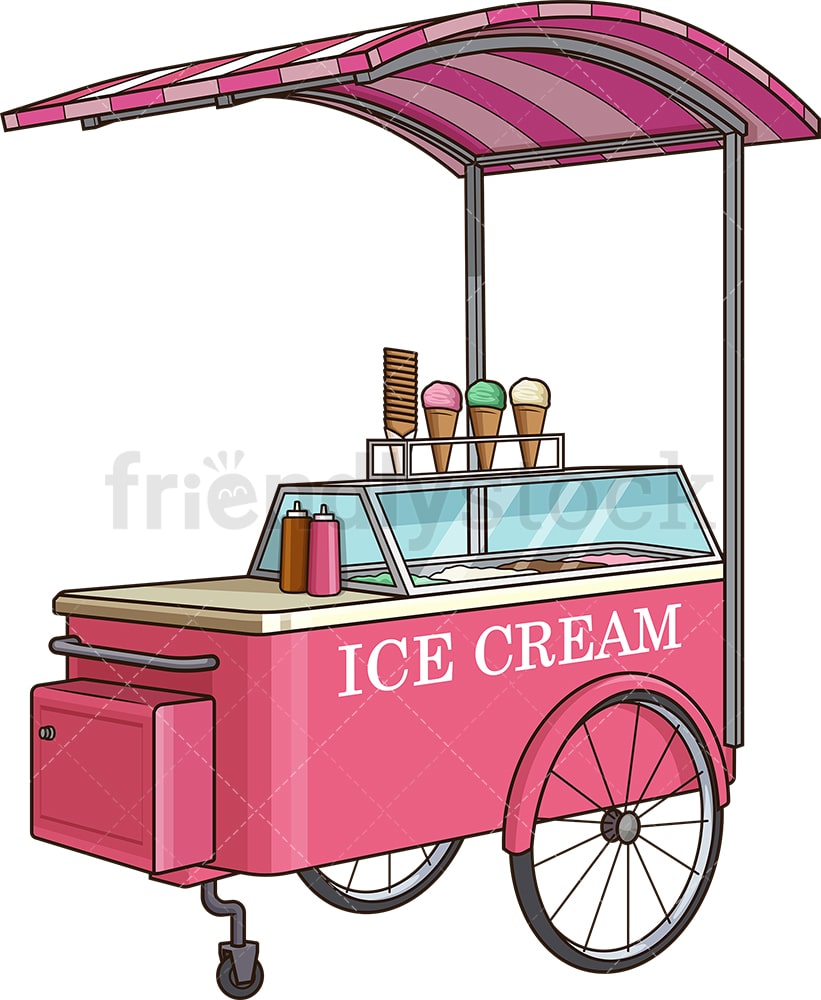 Ice Cream Cart Cartoon Clipart Vector - FriendlyStock