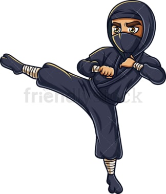 Japanese ninja kicking. PNG - JPG and vector EPS (infinitely scalable).