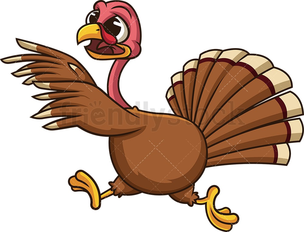 Scared Turkey Running Away Cartoon Vector Clipart - FriendlyStock