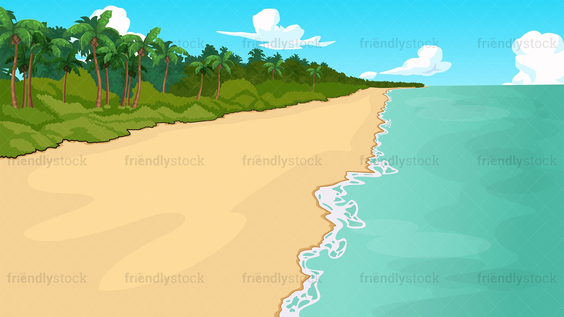 Tropical Island Beach Background Cartoon Vector Clipart - FriendlyStock