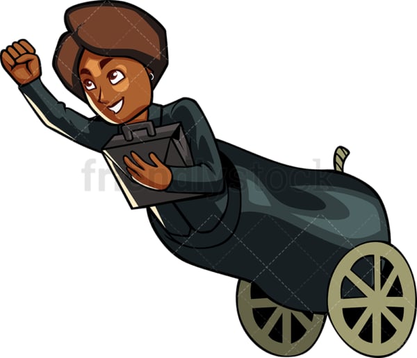 Black businesswoman in cannon. PNG - JPG and vector EPS file formats (infinitely scalable). Image isolated on transparent background.