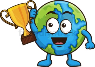 Earth holding gold trophy. PNG - JPG and vector EPS (infinitely scalable).