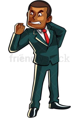 Furious black businessman. PNG - JPG and vector EPS file formats (infinitely scalable). Image isolated on transparent background.