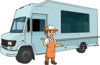 Man with food truck. PNG - JPG and vector EPS (infinitely scalable).