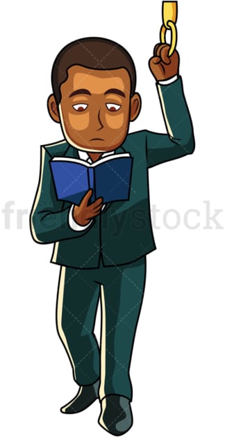 Black man reading a book on bus. PNG - JPG and vector EPS file formats (infinitely scalable). Image isolated on transparent background.