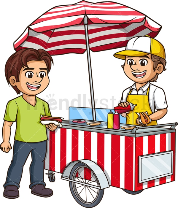 Man selling hot dogs. PNG - JPG and vector EPS (infinitely scalable).