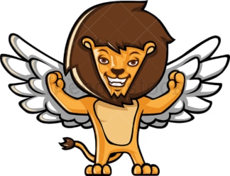 Winged lion flexing its muscles. PNG - JPG and vector EPS (infinitely scalable).