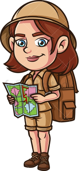 Woman explorer with map. PNG - JPG and vector EPS (infinitely scalable).