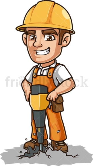 Construction worker with demolition hammer. PNG - JPG and vector EPS (infinitely scalable).