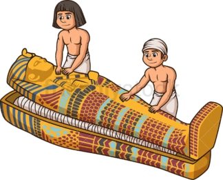 Egyptians closing a sarcophagus. PNG - JPG and vector EPS file formats (infinitely scalable). Image isolated on transparent background.