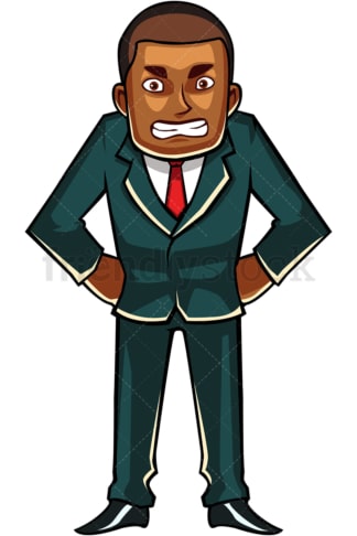 Pissed off black business person. PNG - JPG and vector EPS file formats (infinitely scalable). Image isolated on transparent background.
