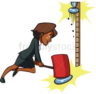 Black businesswoman strongman game. PNG - JPG and vector EPS file formats (infinitely scalable). Image isolated on transparent background.