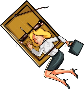 Businesswoman caught in mouse trap. PNG - JPG and vector EPS file formats (infinitely scalable). Image isolated on transparent background.