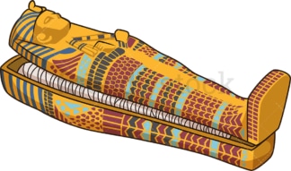 Half open egyptian sarcophagus. PNG - JPG and vector EPS file formats (infinitely scalable). Image isolated on transparent background.