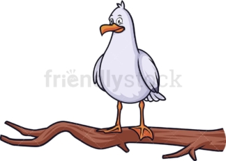Seagull on tree branch. PNG - JPG and vector EPS (infinitely scalable).