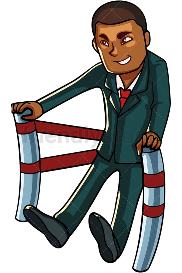 Black business man in slingshot launching. PNG - JPG and vector EPS file formats (infinitely scalable). Image isolated on transparent background.