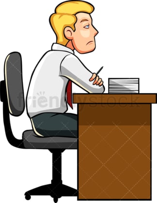 Bored man not doing work. PNG - JPG and vector EPS file formats (infinitely scalable). Image isolated on transparent background.