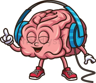 Brain with headphones. PNG - JPG and vector EPS (infinitely scalable).