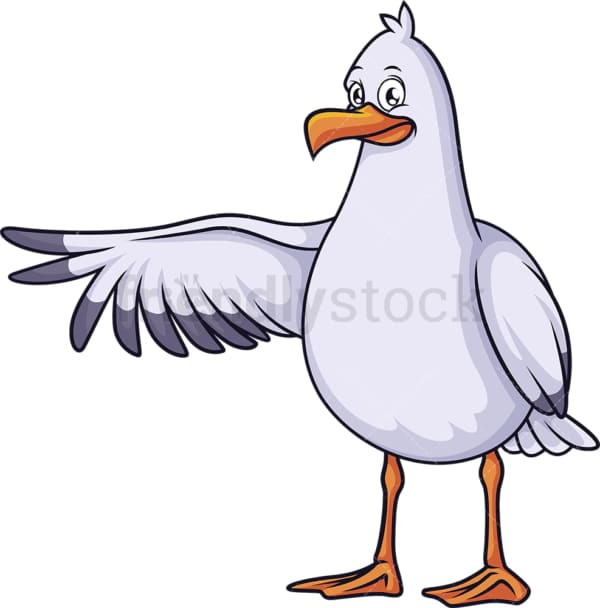 Seagull pointing with wing. PNG - JPG and vector EPS (infinitely scalable).