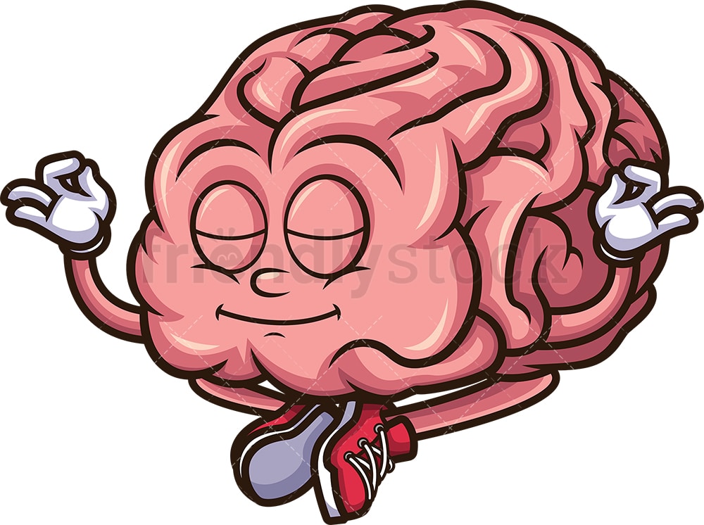 Calm Mind Meditating Brain Cartoon Clipart Vector - FriendlyStock