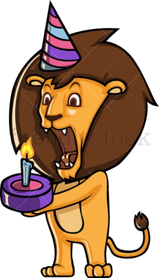 Lion having a birthday party. PNG - JPG and vector EPS (infinitely scalable).